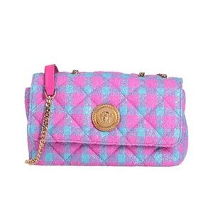 NWT authentic Versace bag tweed CHECKERED WOOL LUREX SHOULDER
BAG GOLD HARDWARE